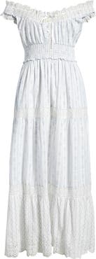 LoveShackFancy Emie Floral Smock Waist Cotton Dress