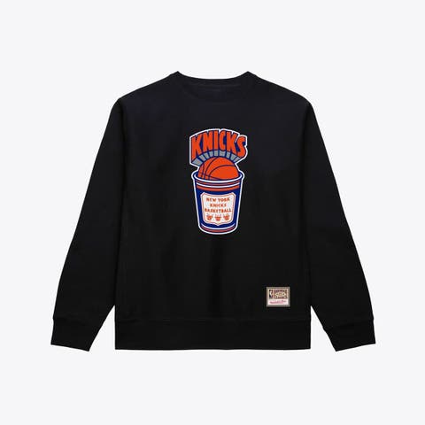 Men's Mitchell & Ness  Black New York Knicks Hardwood Classics Coffee Sweatshirt