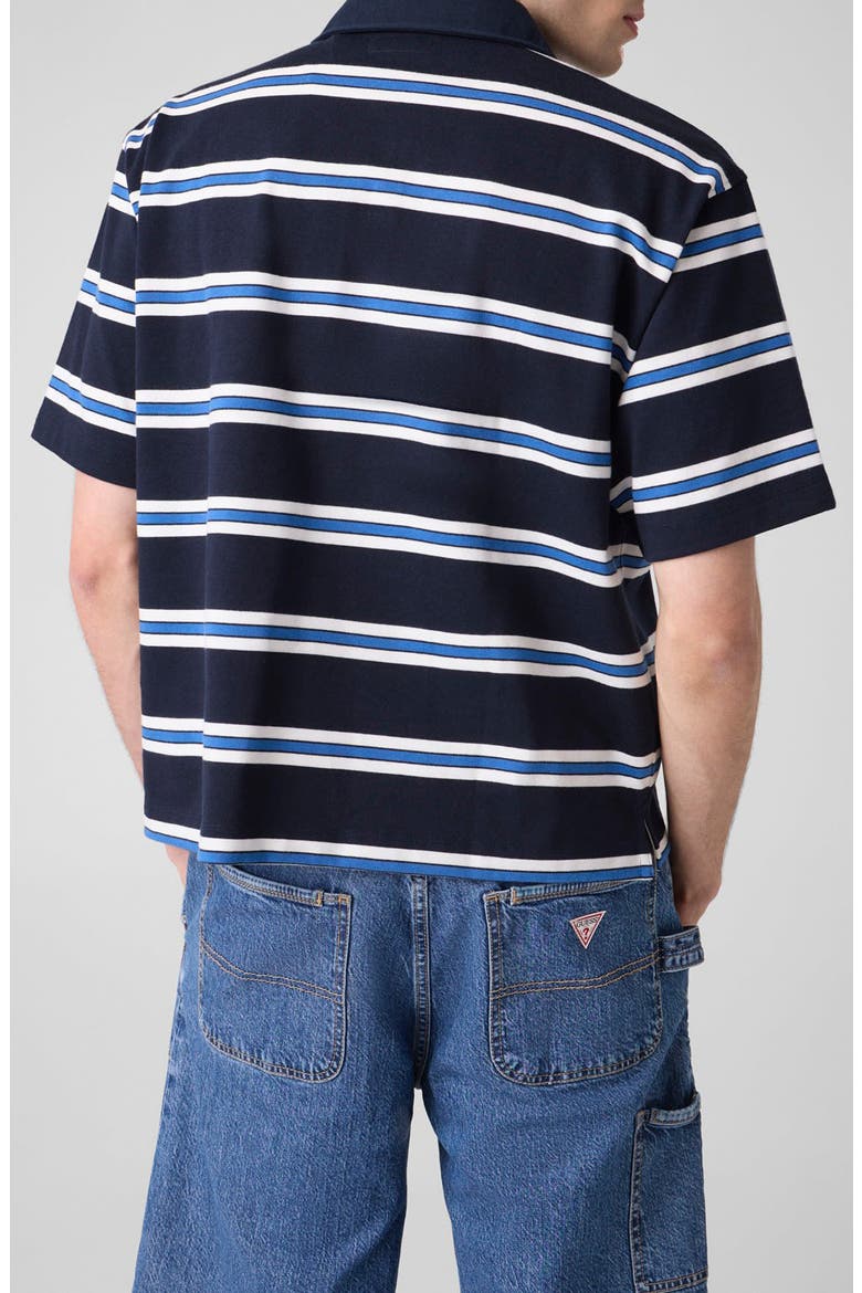 Boxy Striped Polo, Alternate, color, DARING OCEAN STRIPES