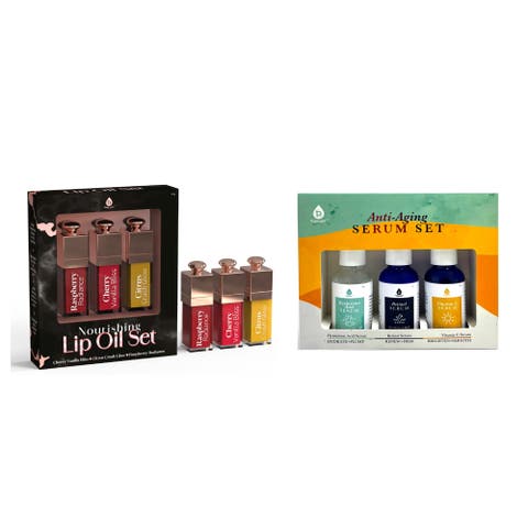 Anti-Aging Serum Set & Nourishing Lip Oil Trio