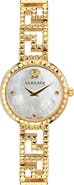 Versace Greca Goddess Mother-of-Pearl Bracelet Watch, 28mm