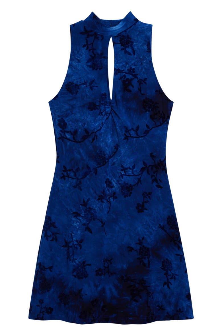 Floral Keyhole Neck Minidress, Alternate, color, DARK BLUE
