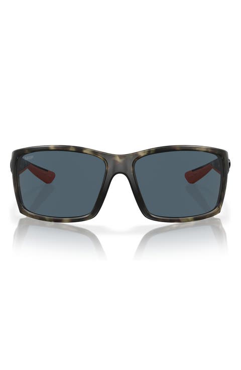 64mm Mirrored Polarized Rectangular Sunglasses