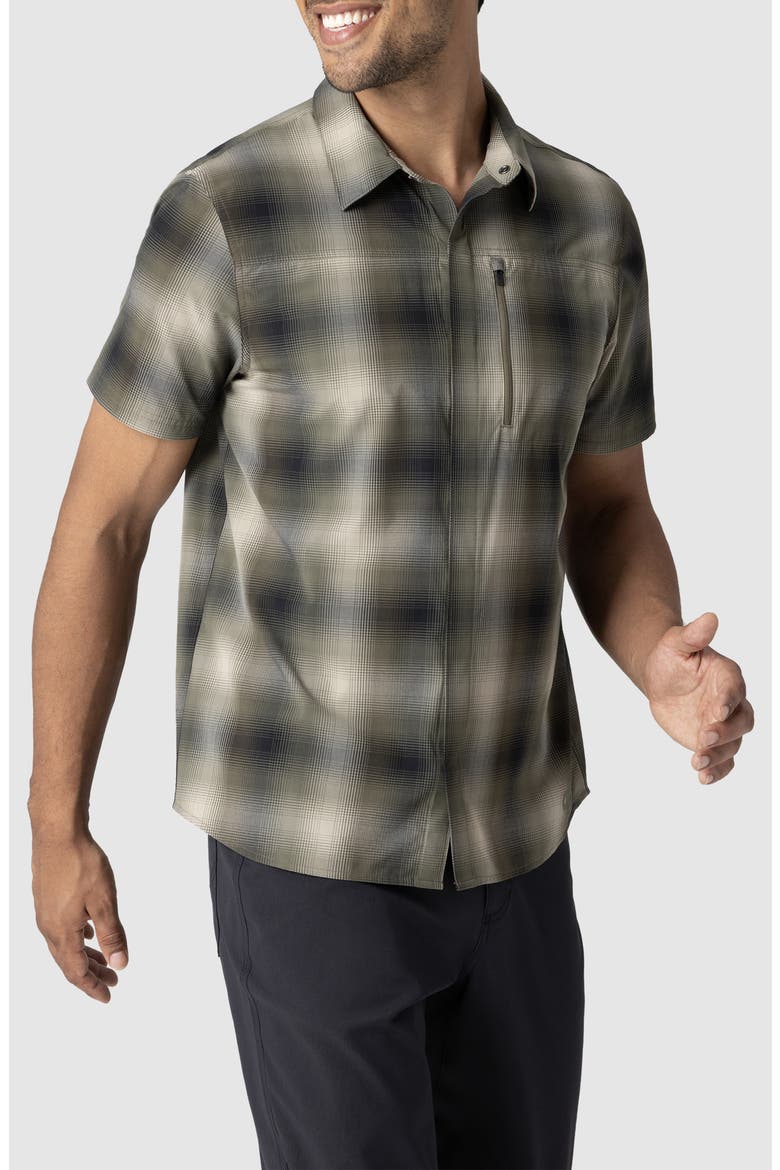 Astroman Short Sleeve Sun Shirt, Alternate, color, RANGER GREEN PLAID