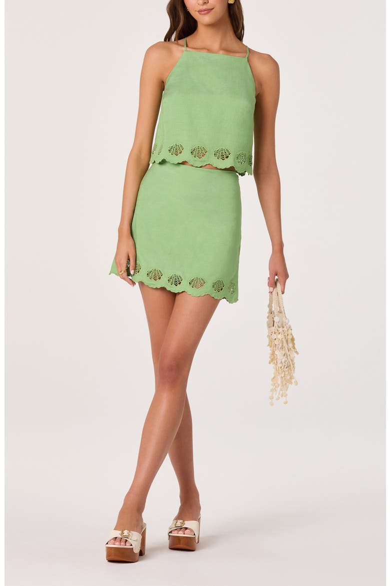 Taniya Embroidered Eyelet Skirt, Alternate, color, GREEN