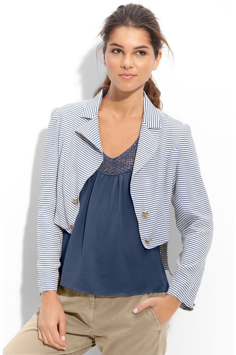Stripe Blazer, Main, color, WHITE/ BLUE