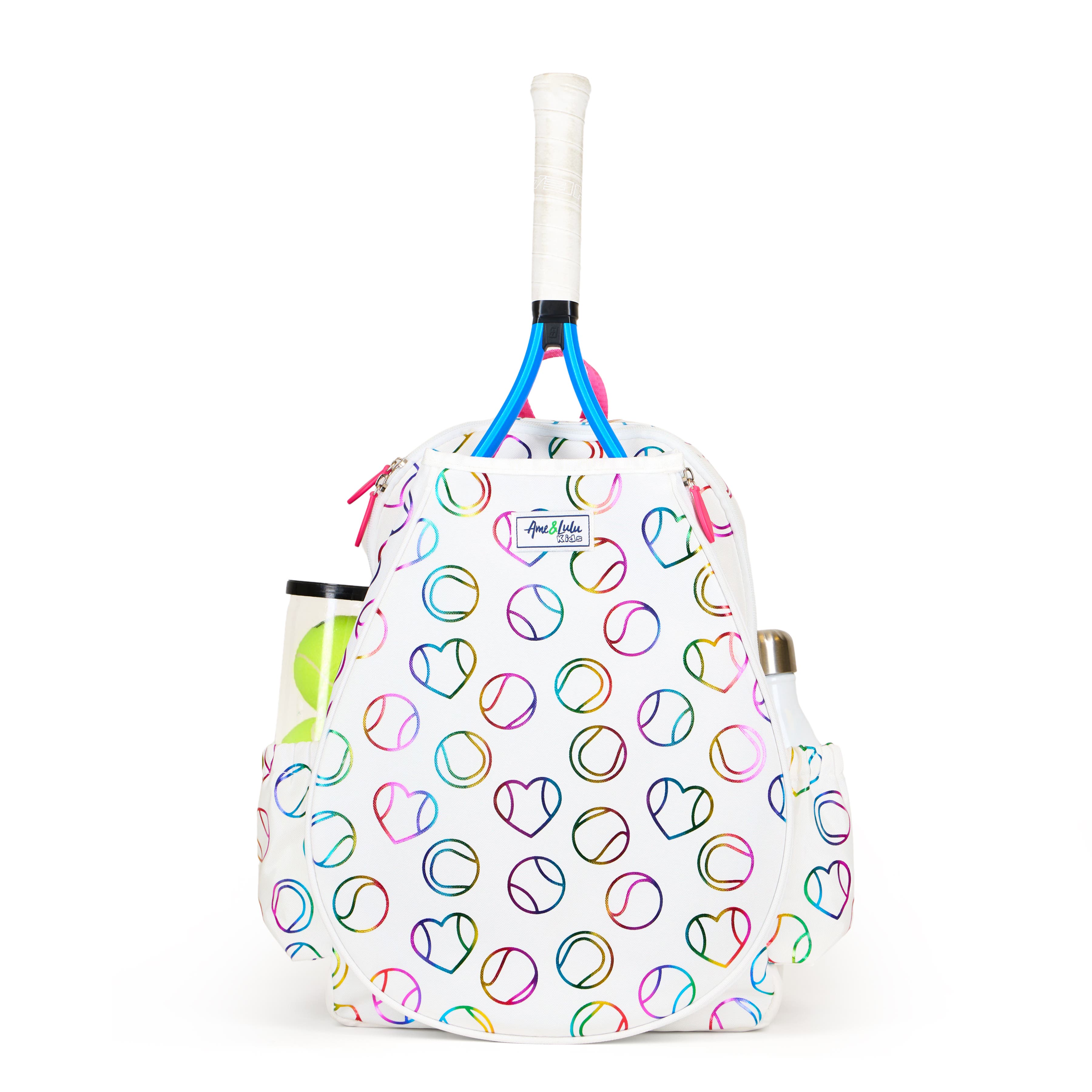 Ame & Lulu Little Love Tennis backpack, Main, color, Metallic Rainbow