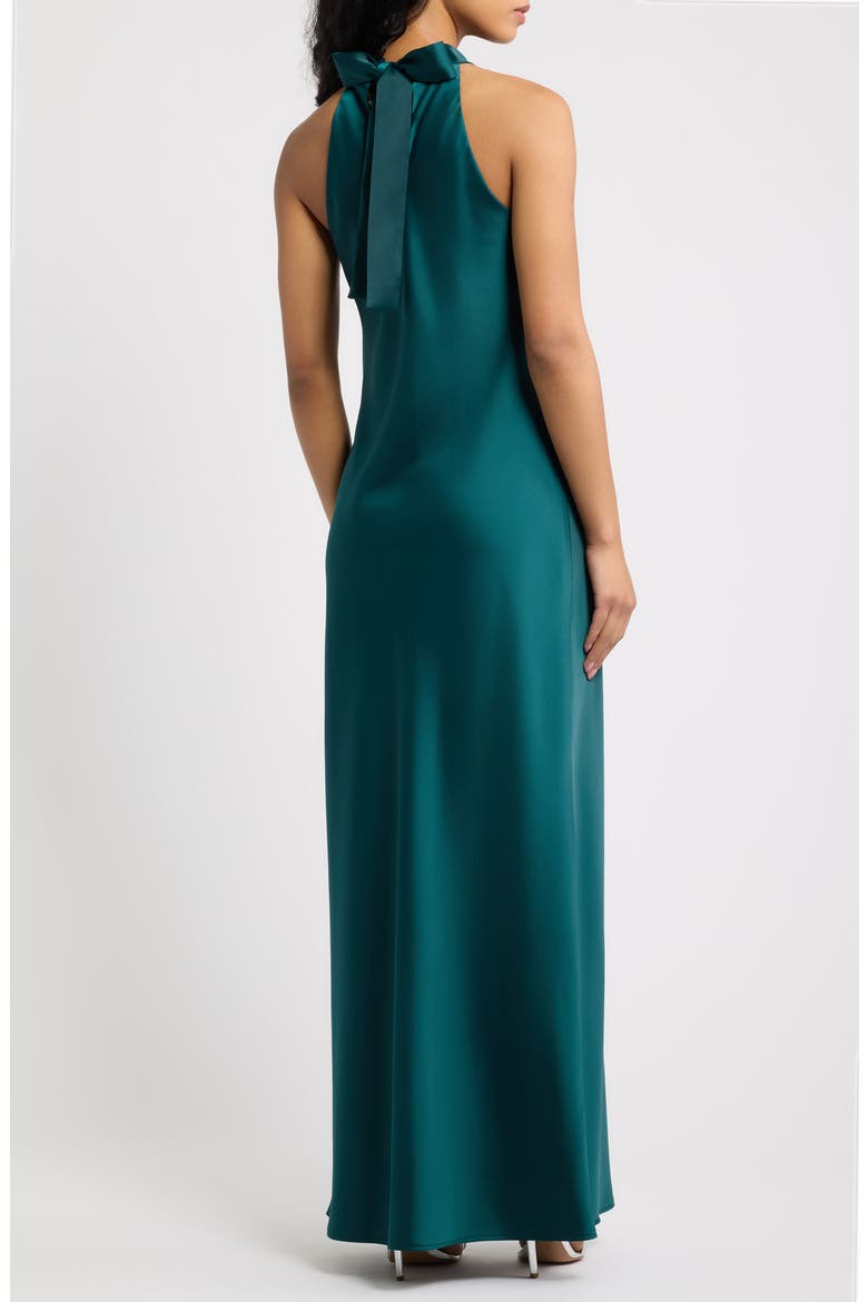 Violetta Matte Satin Gown, Alternate, color, PINE GREEN