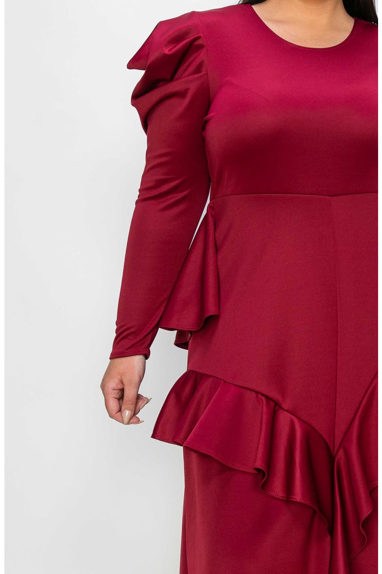 Vivienne Ruffle Maxi Dress, Alternate, color, BURGUNDY