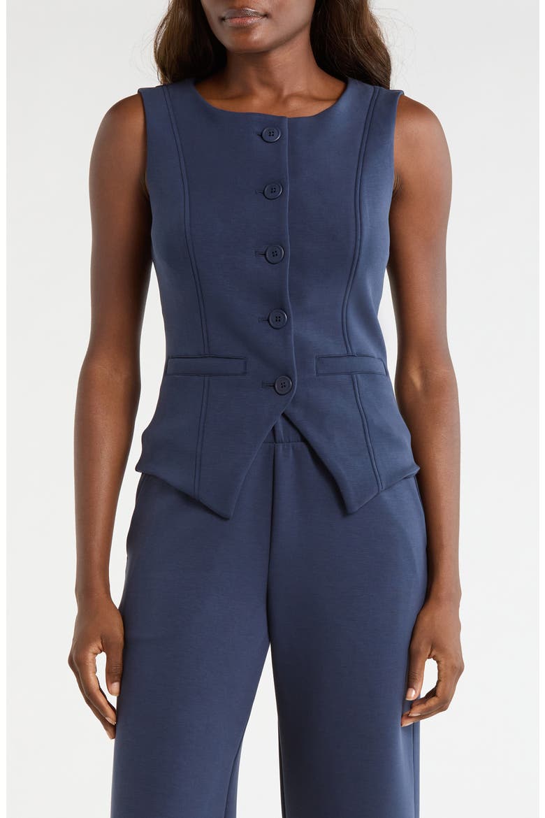 Dreamweave Knit Button Front Vest, Main, color, NAVY BLAZER