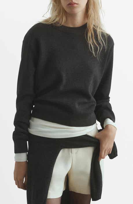 MANGO Crewneck Cotton & Wool Blend Sweater