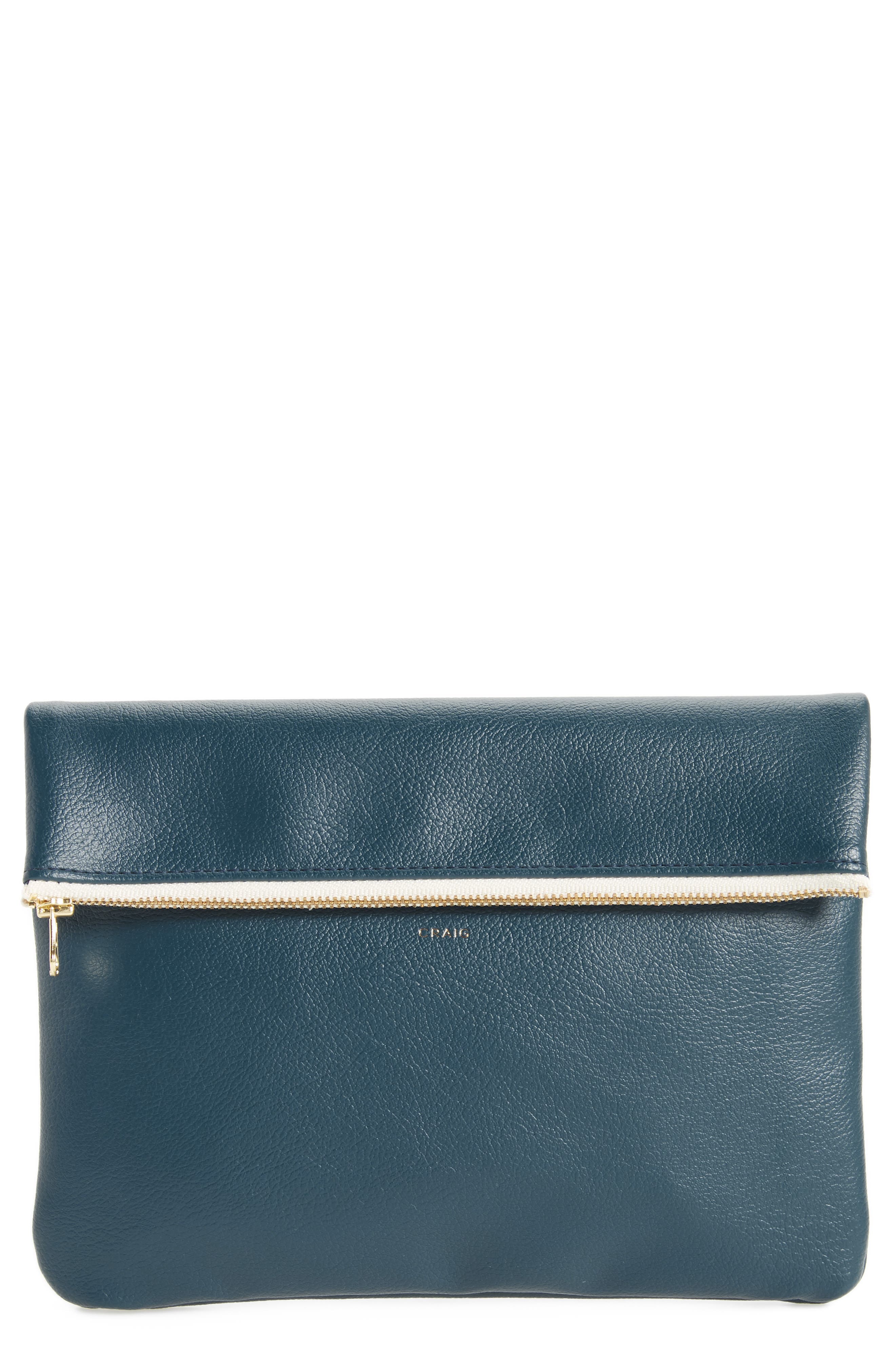 MT Craig Medium Faux Leather Clutch, Main, color, 