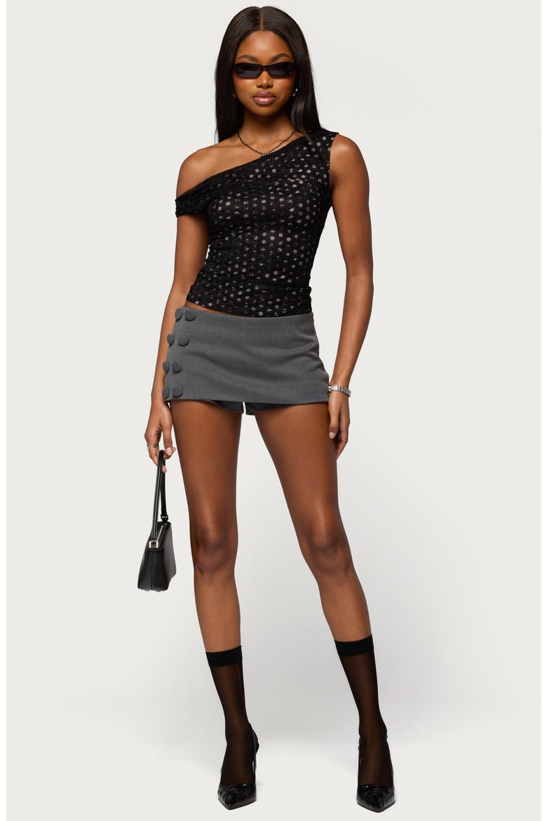 Lace Dot One-Shoulder Top, Alternate, color, BLACK