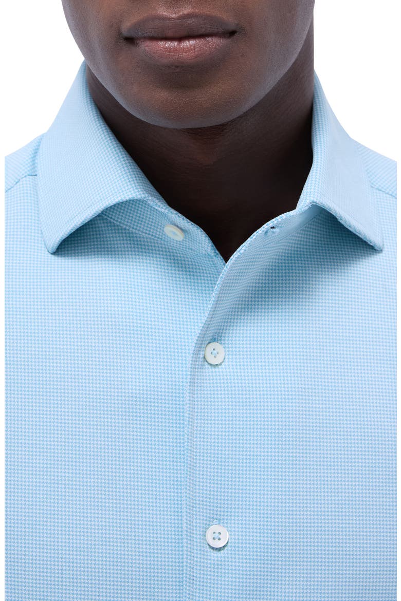 Devon Micro Houndstooth OoohCotton® Button-Up Shirt, Alternate, color, TURQUOISE