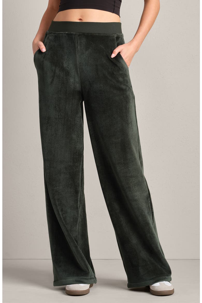 Corduroy Wide Leg Pants, Main, color, DARK MOSS