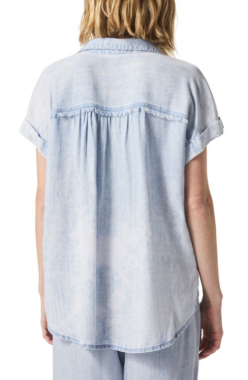 Splendid Kathryn Frayed Denim Shirt In Bleached Indigo