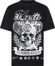 PHILIPP PLEIN Round Neck T-Shirt Skull Tennis Club Men