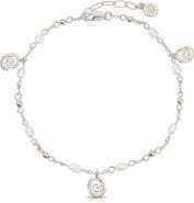 Ettika Aura Swirl Pendant Freshwater Pearl Anklet