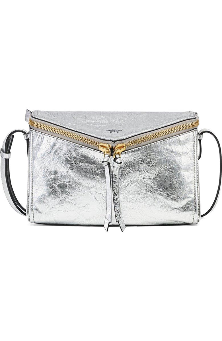 MCM Diamant 3D Shoulder Bag in Metallic Calf Leather, Main, color, Silver