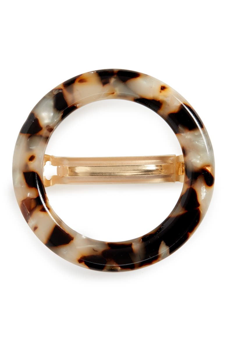 Acrylic Circle Barrette, Main, color, TORT MULTI