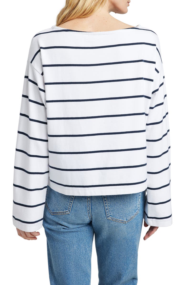 Faherty Rugby Stripe Organic Cotton Boat Neck T-Shirt, Alternate, color, 