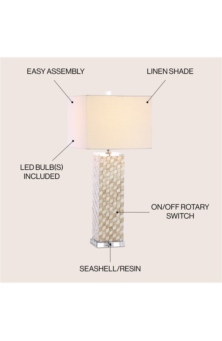 JONATHAN Y Daniel 30.5" Seashell/Crystal LED Table Lamp, Cream, Alternate, color, Cream
