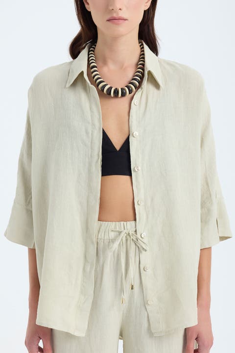 Iyan 100% Linen Oversized Button-Up Shirt