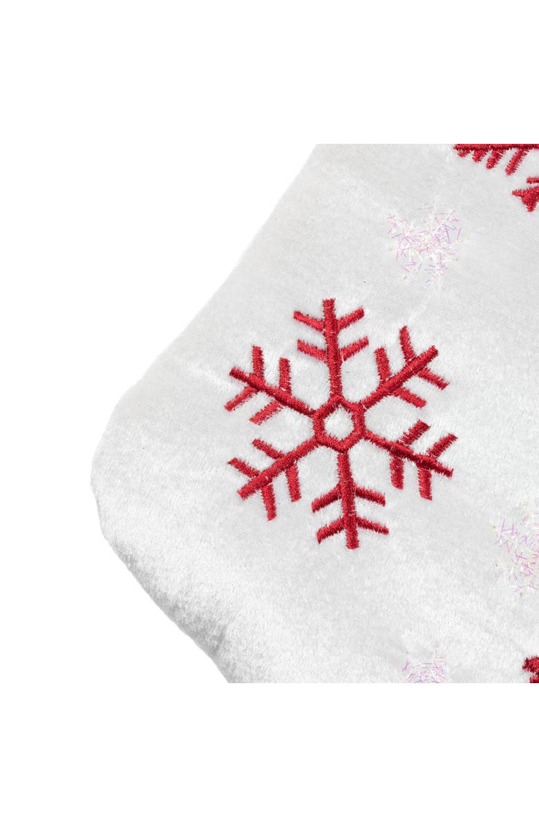 Northlight 19" Red and White Velvet Embroidered Snowflake Christmas Stocking, Alternate, color, 