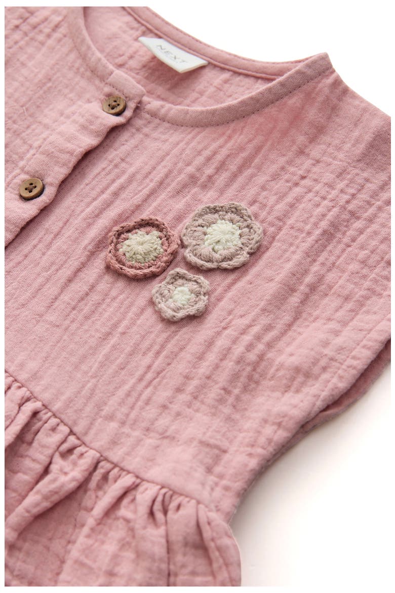 Kids' Floral Appliqué Cotton Dress, Alternate, color, PINK