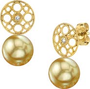 The Pearl Source Golden South Sea Pearl & Diamond Faye Earrings