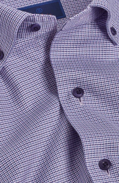 David Donahue Micro Dobby Dot Cotton Sport Shirt In Purple