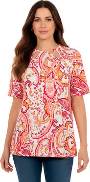 Jessica London Stretch Knit Cutout Swing Tunic