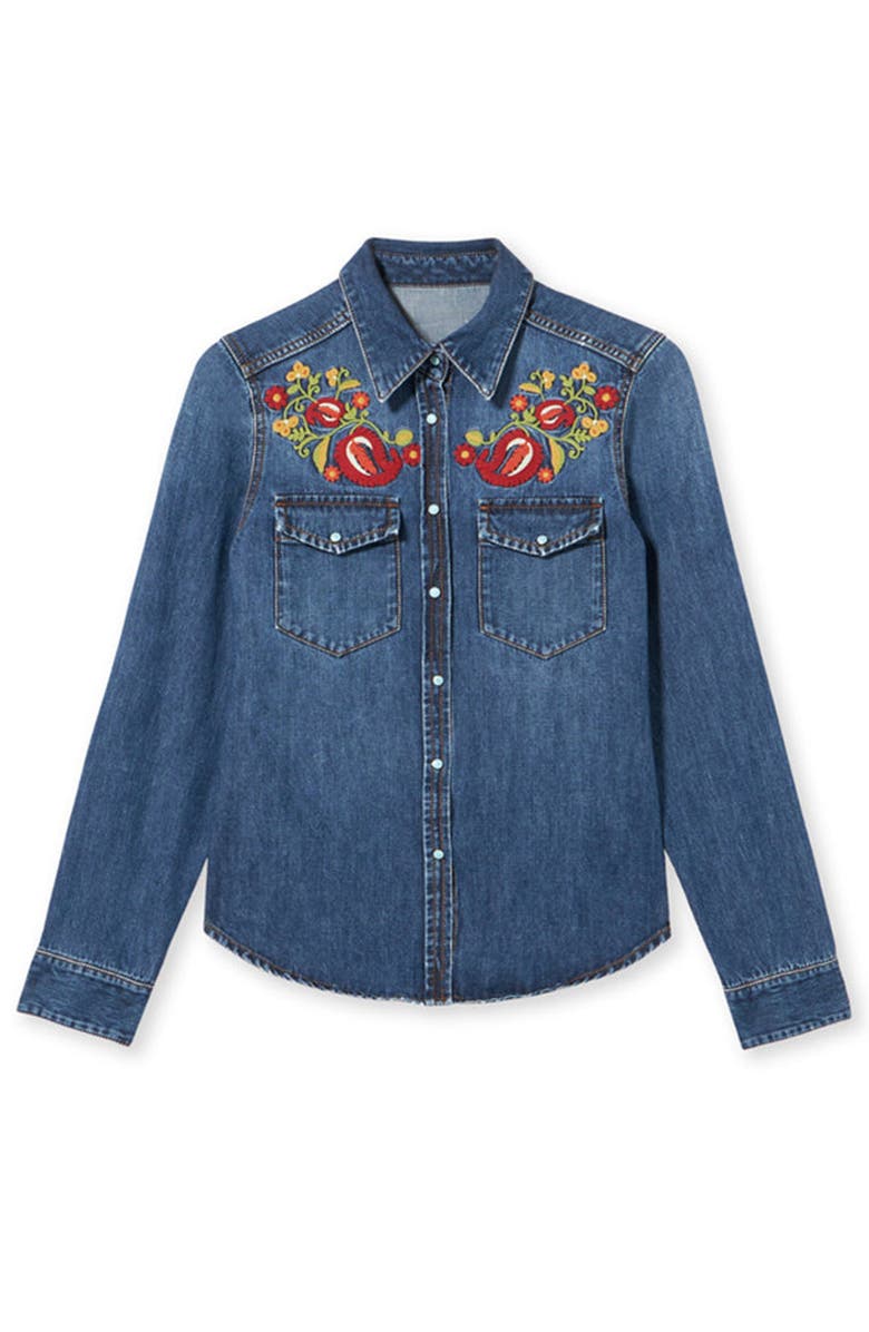 Fortela Brigitter Embroidered Denim Shirt, Main, color, Multicolor