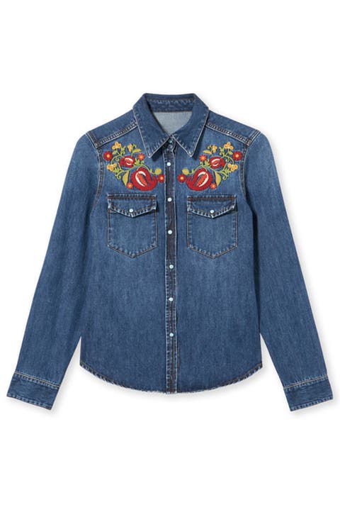 Brigitter Embroidered Denim Shirt