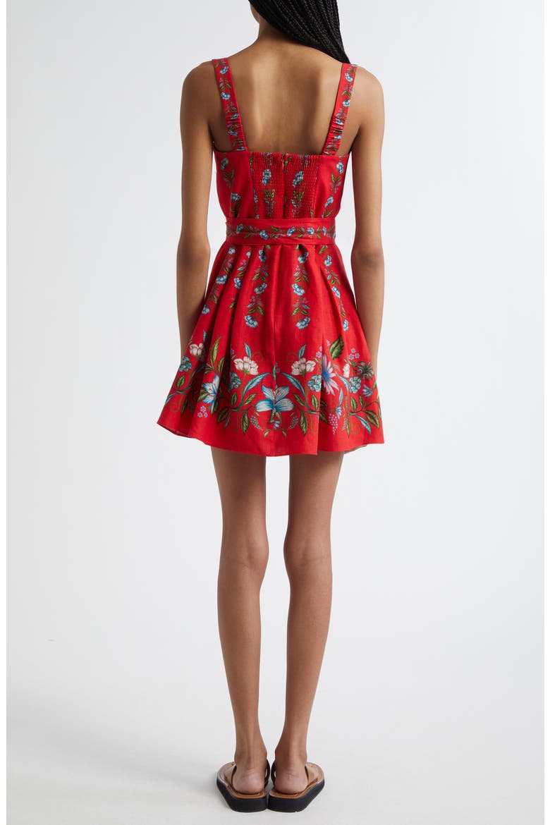 farm rio sweet bloom bouquet red sleeveless mini dress Sweet Bloom Bouquet linen-blend minidress in red - Farm Rio