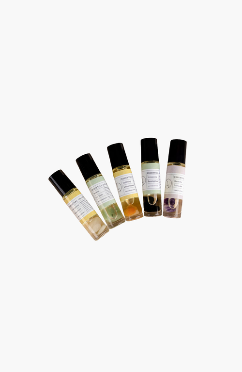 Lizush Essential Oils Roll-on With Crystals Set In Assorted