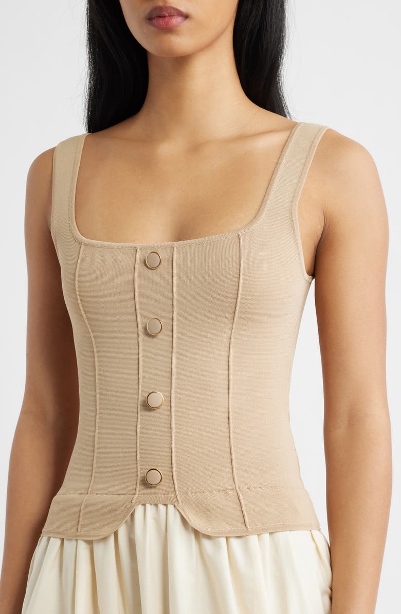 MOON RIVER Mixed Media Midi Dress, Alternate, color, Khaki