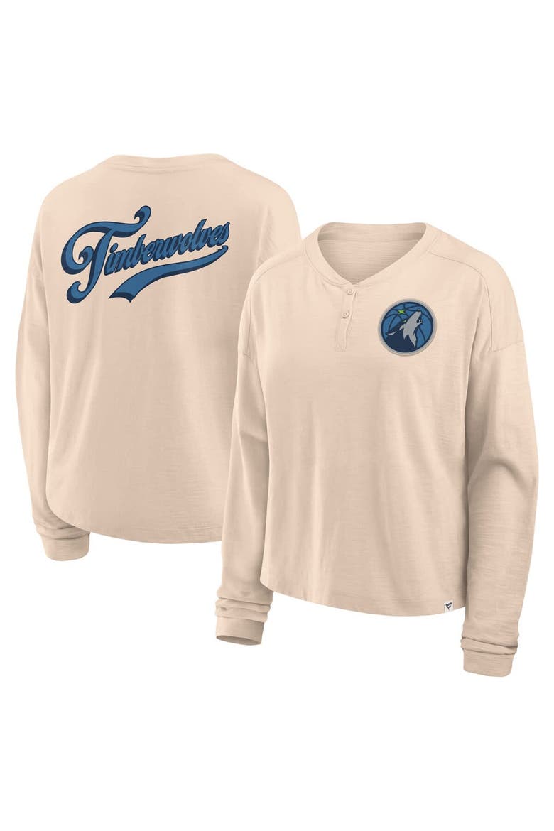 Women's Fanatics Natural Minnesota Timberwolves Boxed Out Drop Fashion Long Sleeve T-Shirt, Alternate, color, Natural