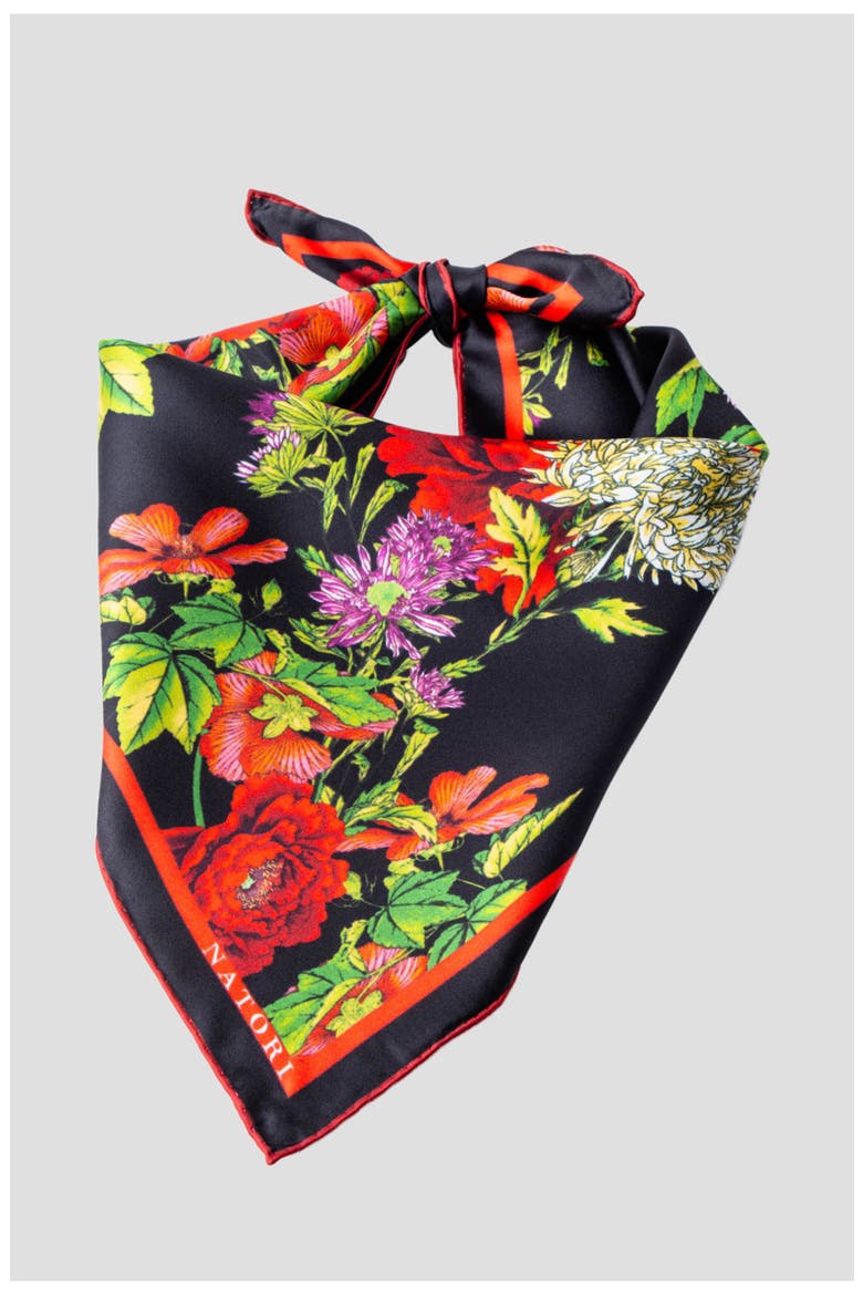 Imperial Silk Scarf Dragon Print, Alternate, color, Black