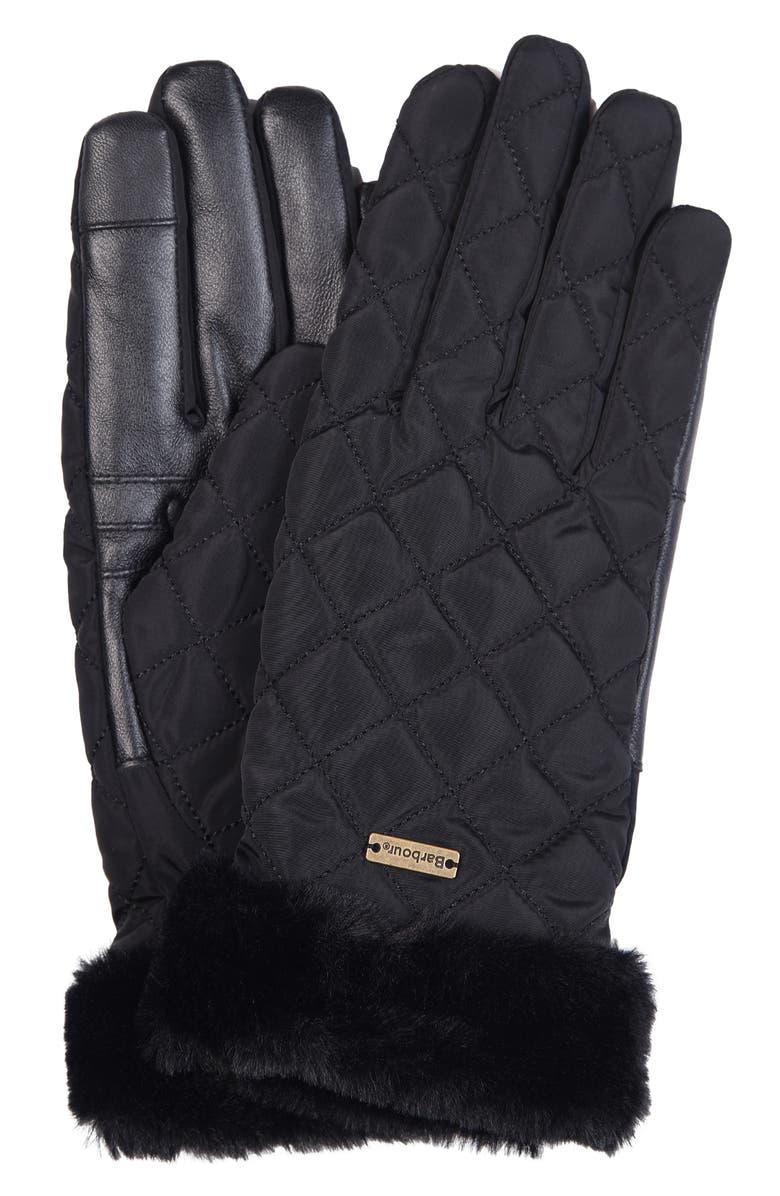 Barbour Norwood Mixed Media Gloves, Main, color, Black