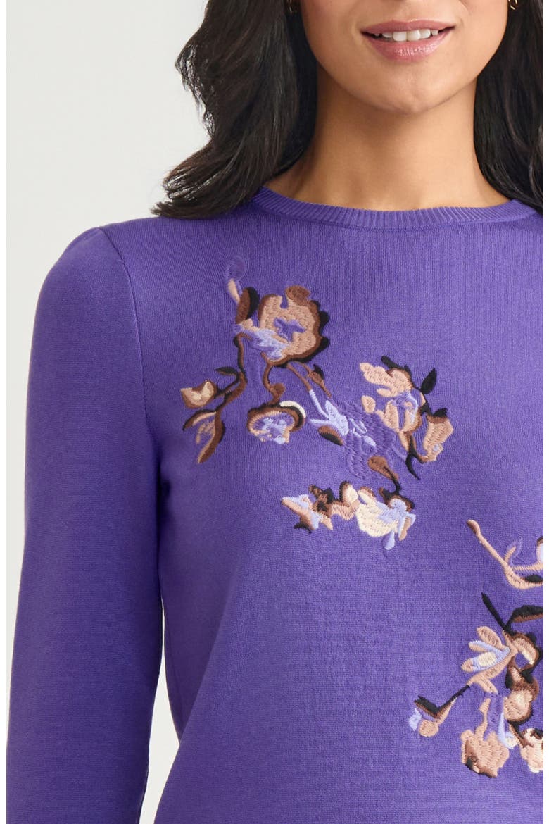 Embroidered Floral Sweater, Alternate, color, PURPLE MULTI