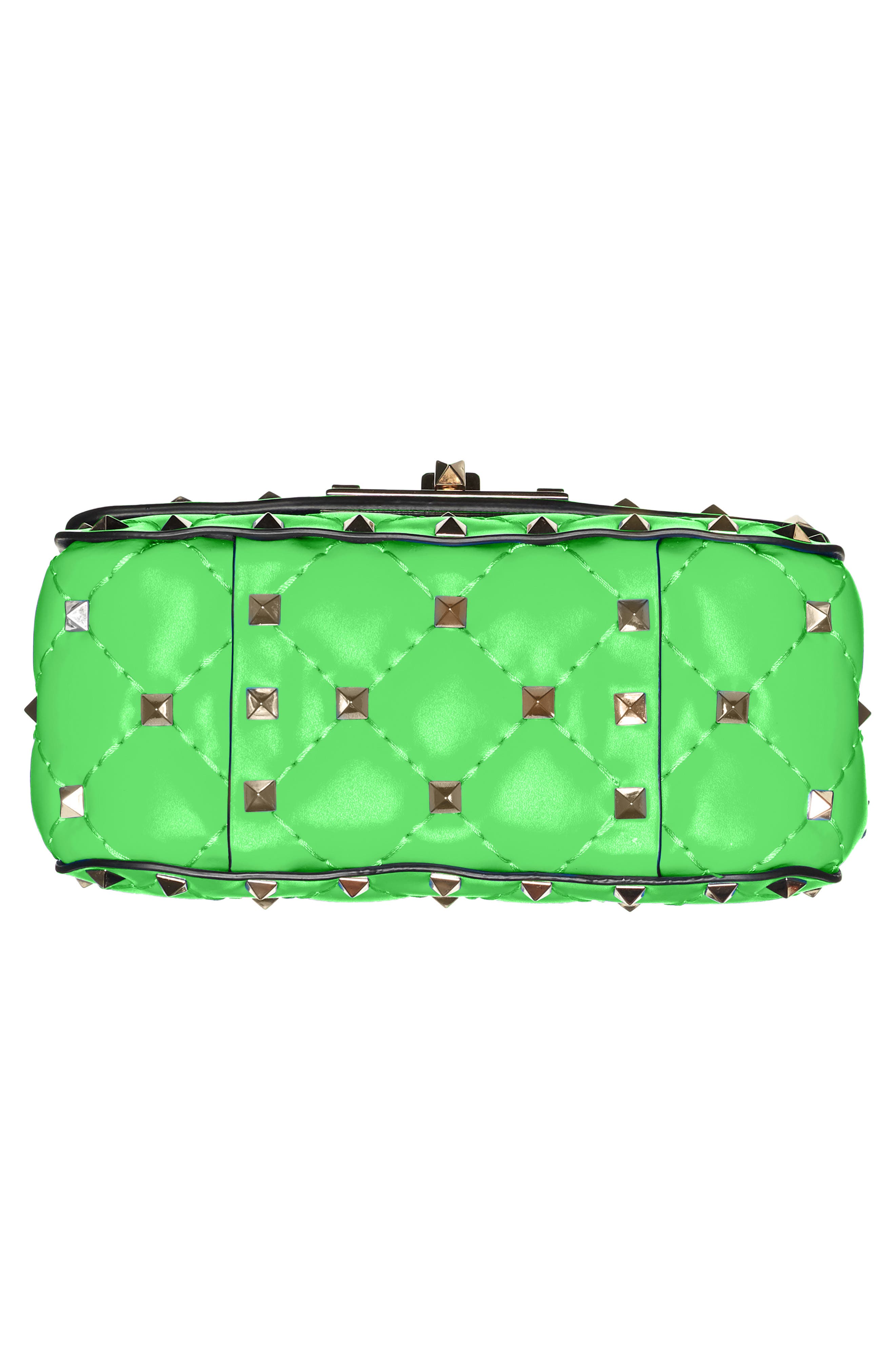 Micro Rockstud Spike It Leather Shoulder Bag, Alternate, color, GREEN FLUO