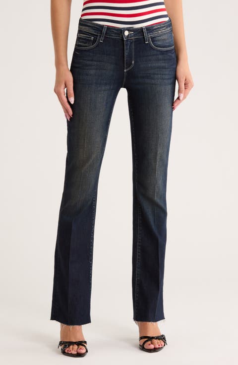 Sneeki Low Rise Raw Hem Straight Leg Jeans (Crest)