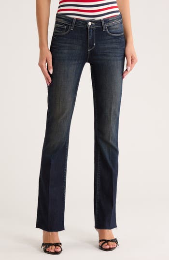 L Agence L'agence Sneeki Low Rise Raw Hem Straight Leg Jeans In Black