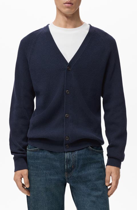 Ribbed Cotton Blend Cardigan