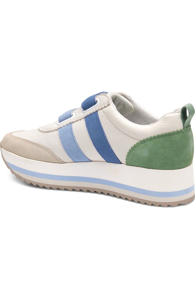Johnston & Murphy Gracie Double Strap Platform Sneaker, Alternate, color, White/ Blue/ Green Suede