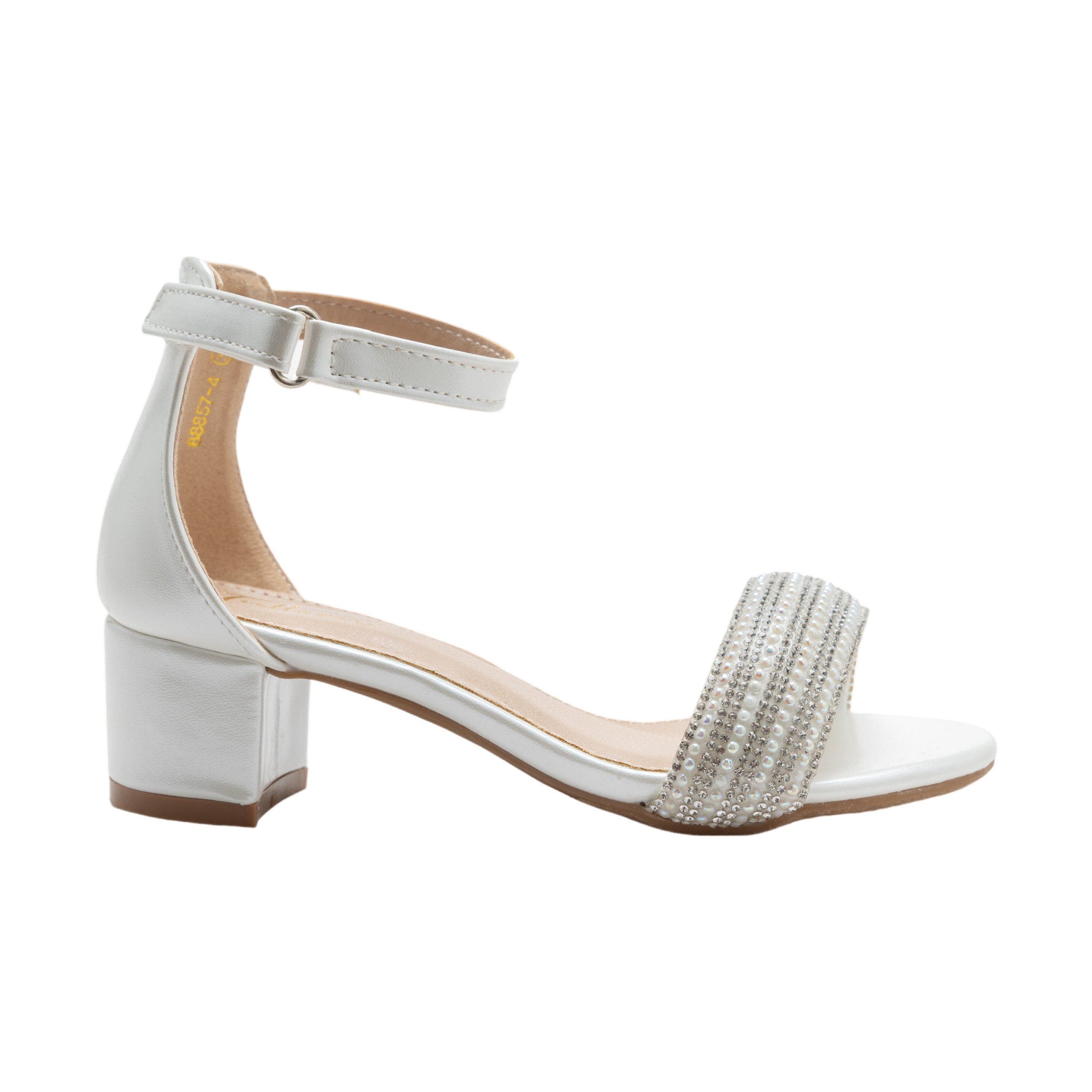 Rhinestone Band Block Heels, Alternate, color, White