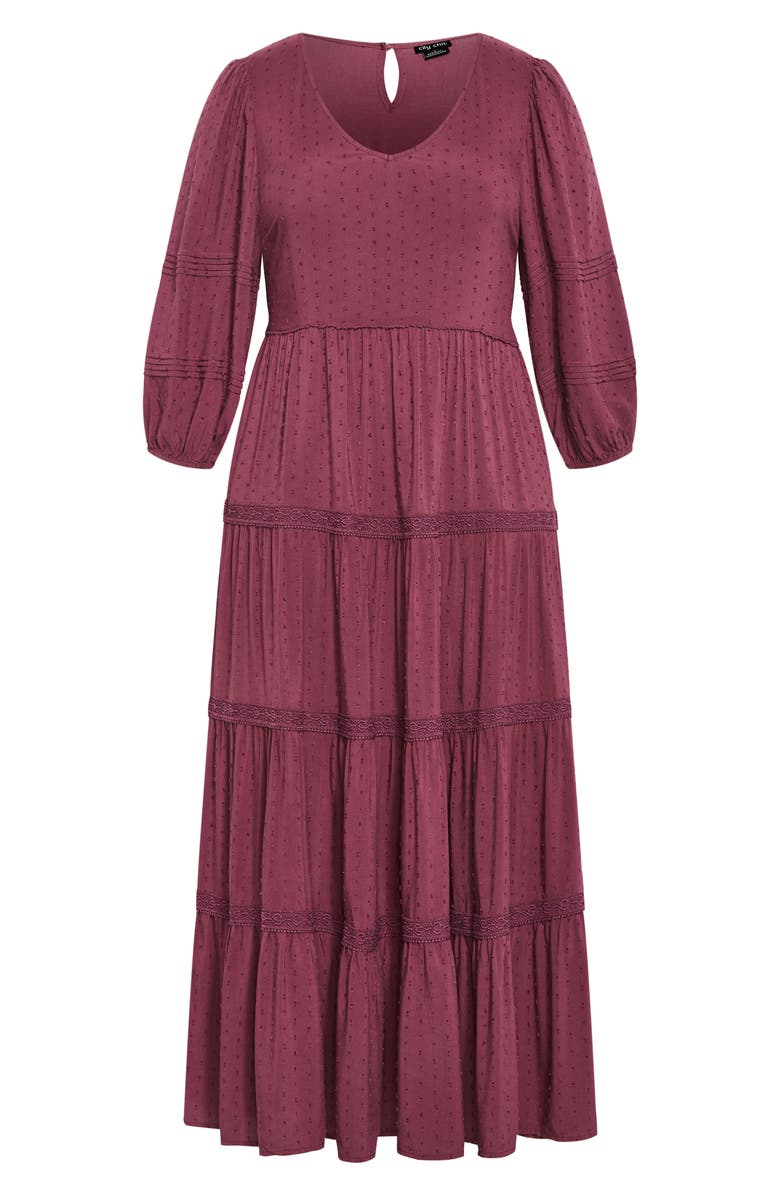 City Chic Brooklynn Tiered Maxi Dress, Alternate, color, Purple