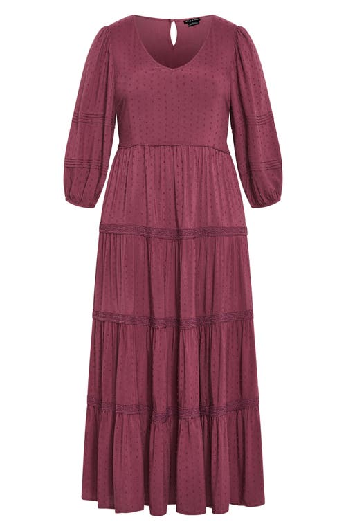 City Chic Brooklynn Tiered Maxi Dress In Burgundy