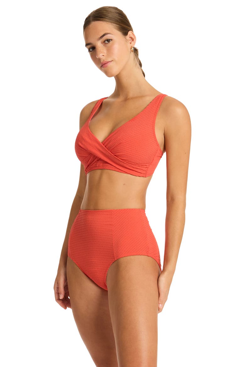 High Waist Bikini Bottoms, Alternate, color, FLAME